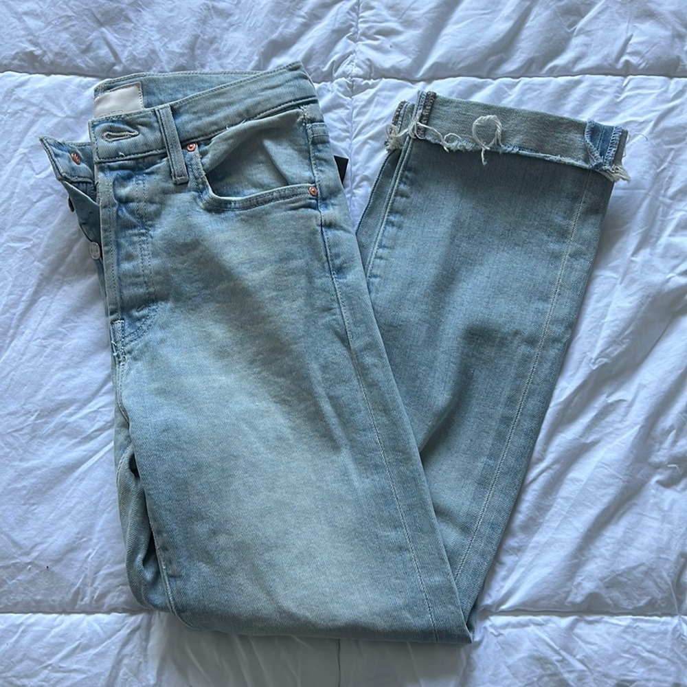 New Mother Denim The Scrapper Cuff Ankle Fray Jeans
